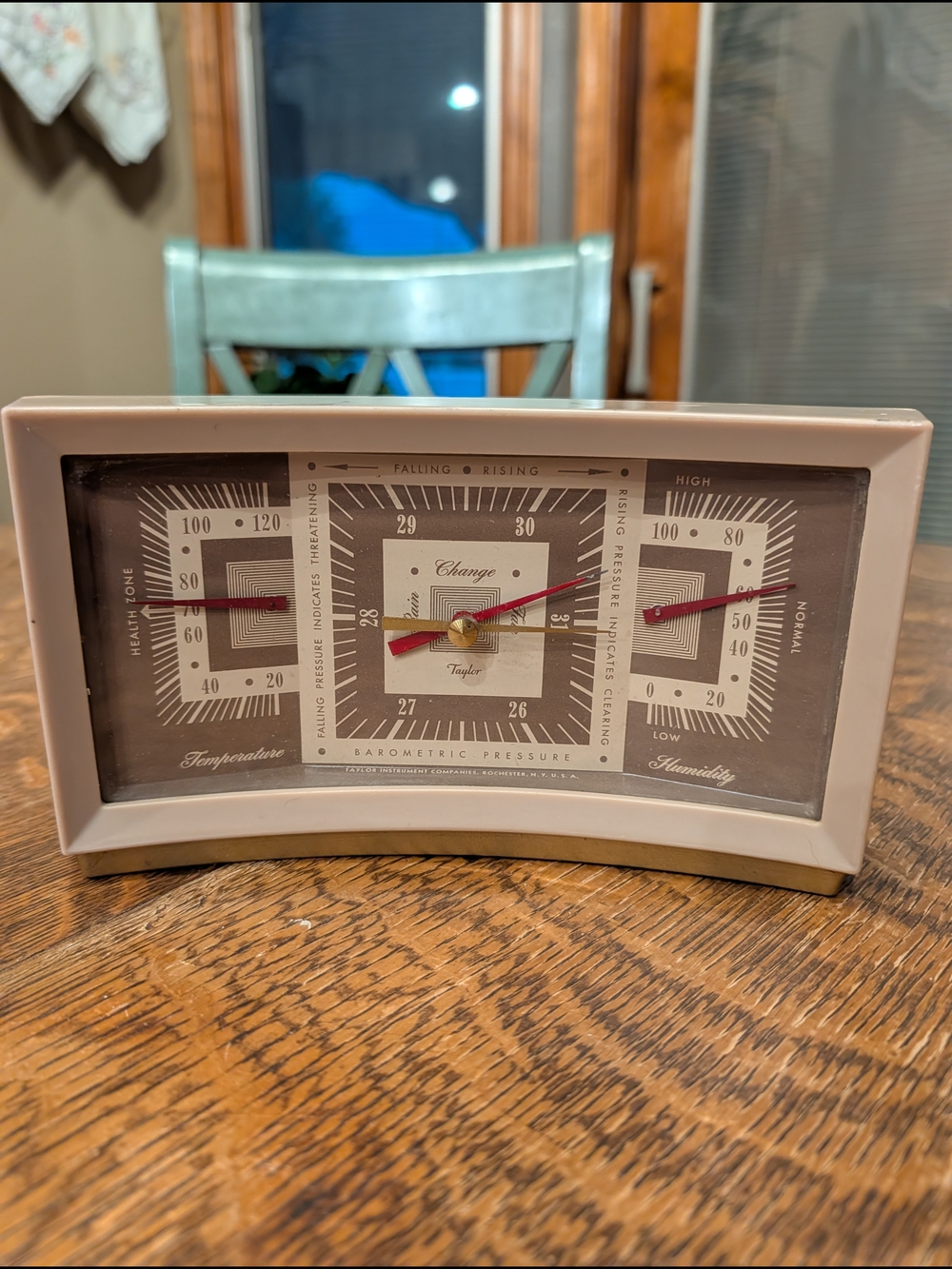 Vintage Taylor Three-Function Weather Station - Beige and Brown